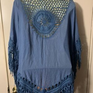 Blue Crochet Swim Cover-Up